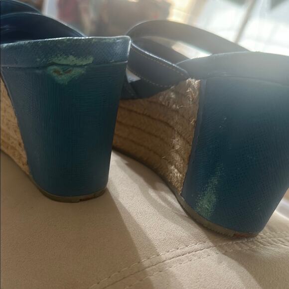 Prada Blue Wedge Sandals with Espadrille Heel Size EU 38 - Picture 3 of 6